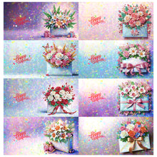 Load image into Gallery viewer, 8Pcs Flower Envelope Diamond Painting Greeting Card for Family Friends Gift
