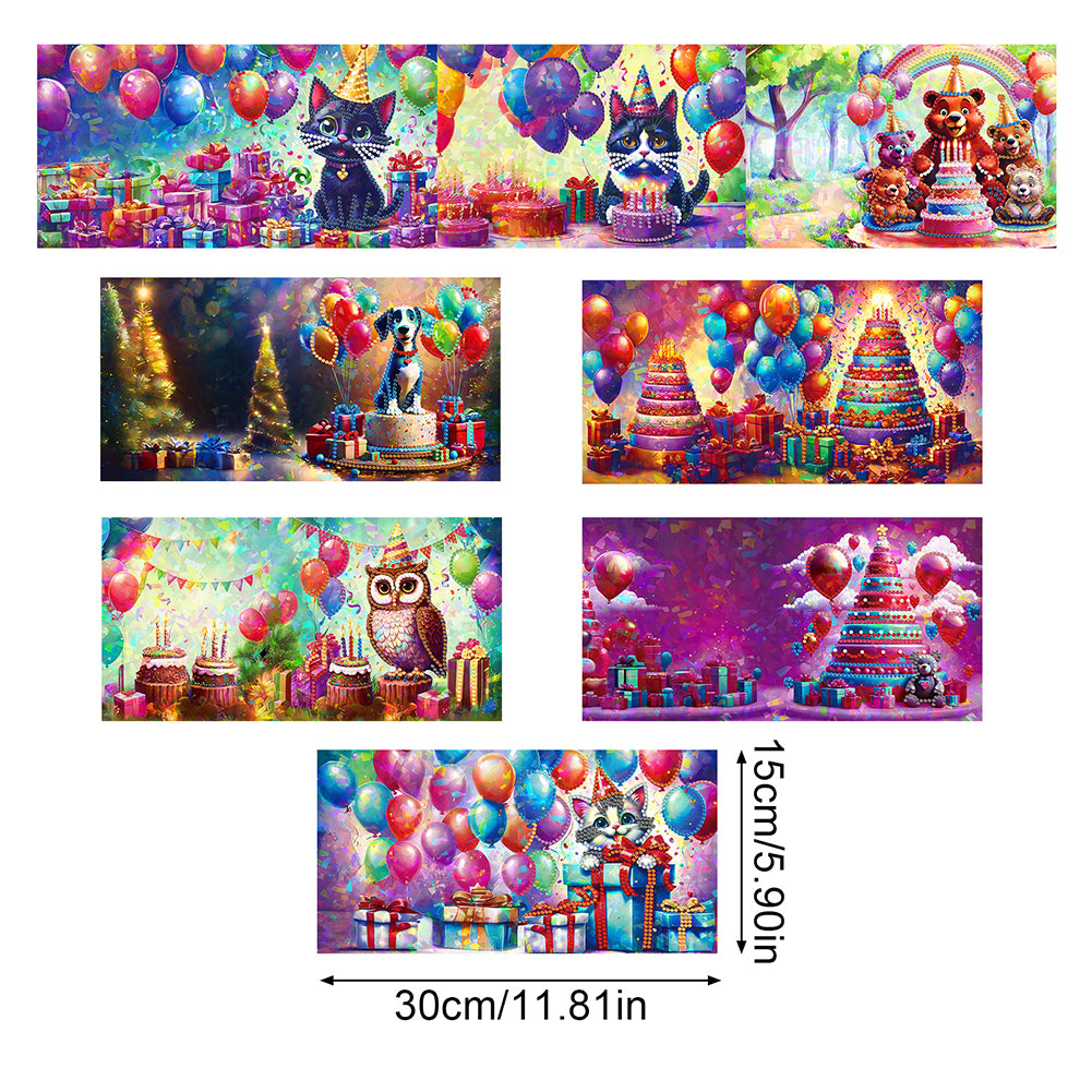 8Pcs Animals Party Diamond Painting Greeting Card for Family Friends Gift