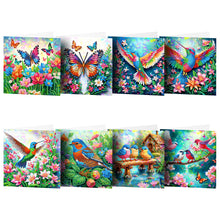 Load image into Gallery viewer, 8Pcs Hummingbirds Butterfly Diamond Painting Wish Card for Family Friends Gift
