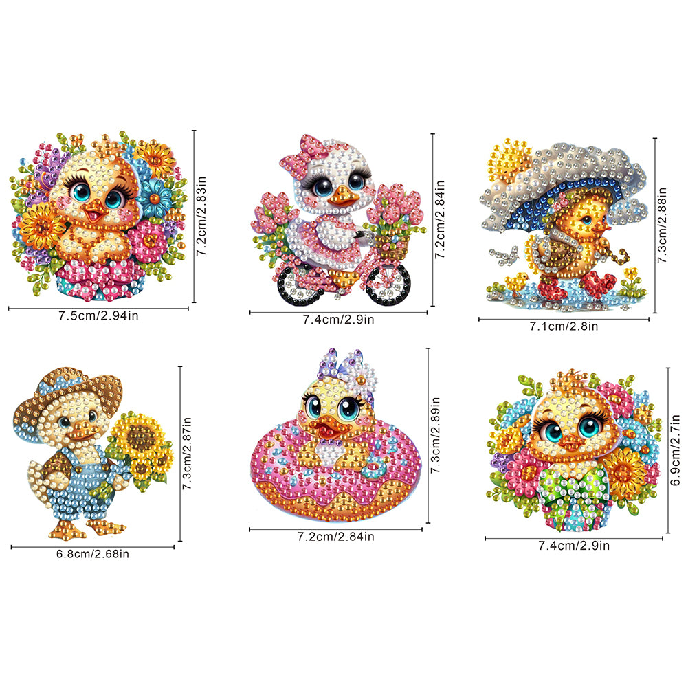 6Pcs DIY Diamond Painting Refrigerator Magnets Diamond Art Kits for Adults(Duck)