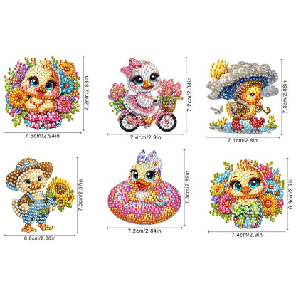 6Pcs DIY Diamond Painting Refrigerator Magnets Diamond Art Kits for Adults(Duck)