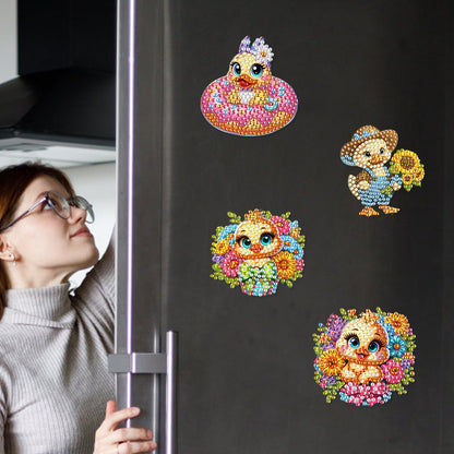 6Pcs DIY Diamond Painting Refrigerator Magnets Diamond Art Kits for Adults(Duck)