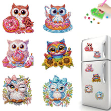 Load image into Gallery viewer, 6Pcs DIY Diamond Painting Refrigerator Magnets Diamond Art Kits for Adults(Owl)
