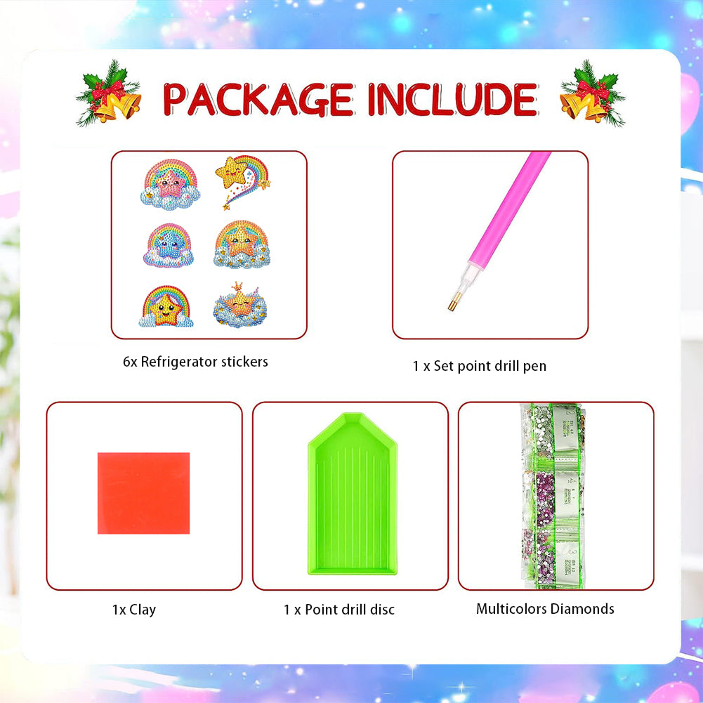 6Pcs DIY Diamond Painting Refrigerator Magnets Diamond Art Kits for Adults(Star)