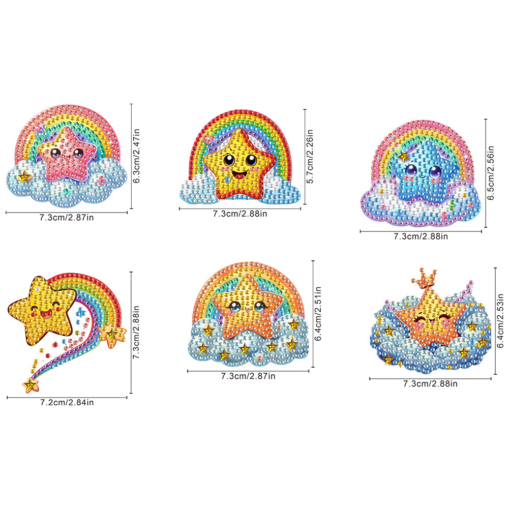 6Pcs DIY Diamond Painting Refrigerator Magnets Diamond Art Kits for Adults(Star)