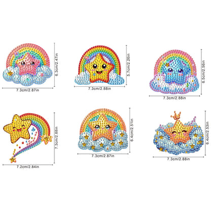 6Pcs DIY Diamond Painting Refrigerator Magnets Diamond Art Kits for Adults(Star)