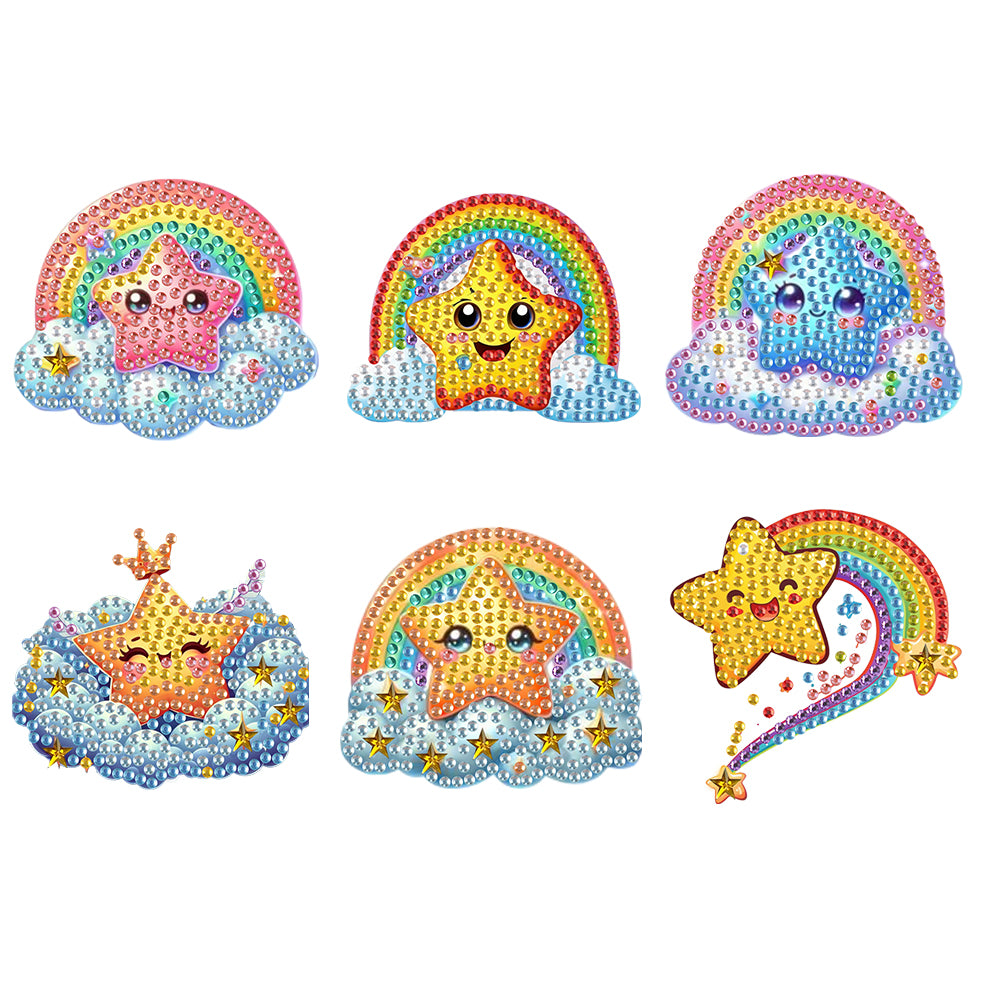 6Pcs DIY Diamond Painting Refrigerator Magnets Diamond Art Kits for Adults(Star)