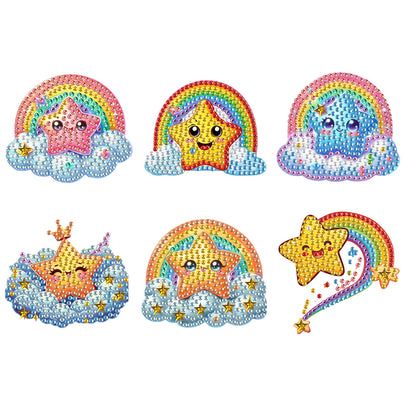 6Pcs DIY Diamond Painting Refrigerator Magnets Diamond Art Kits for Adults(Star)