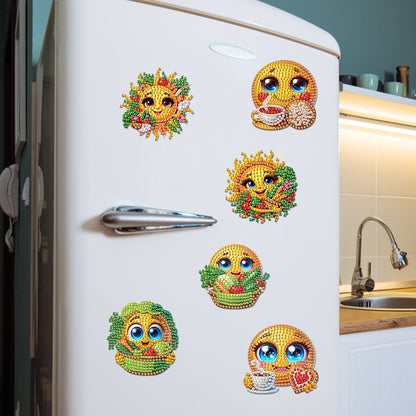 6Pcs DIY Diamond Painting Refrigerator Magnets Diamond Art Kits for Adults (Sun)
