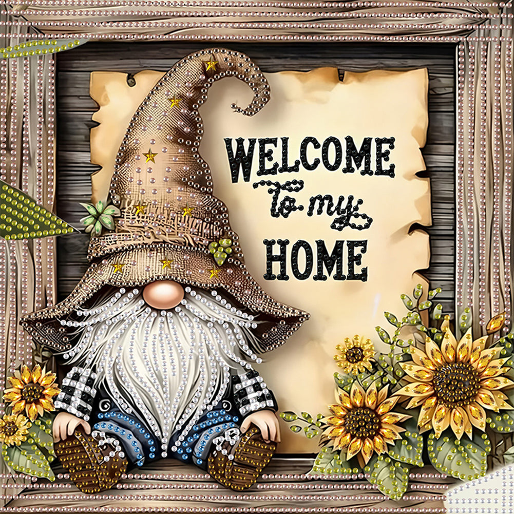 Diamond Painting - Partial Special Shaped - Sunflower Gnome (30*30CM)