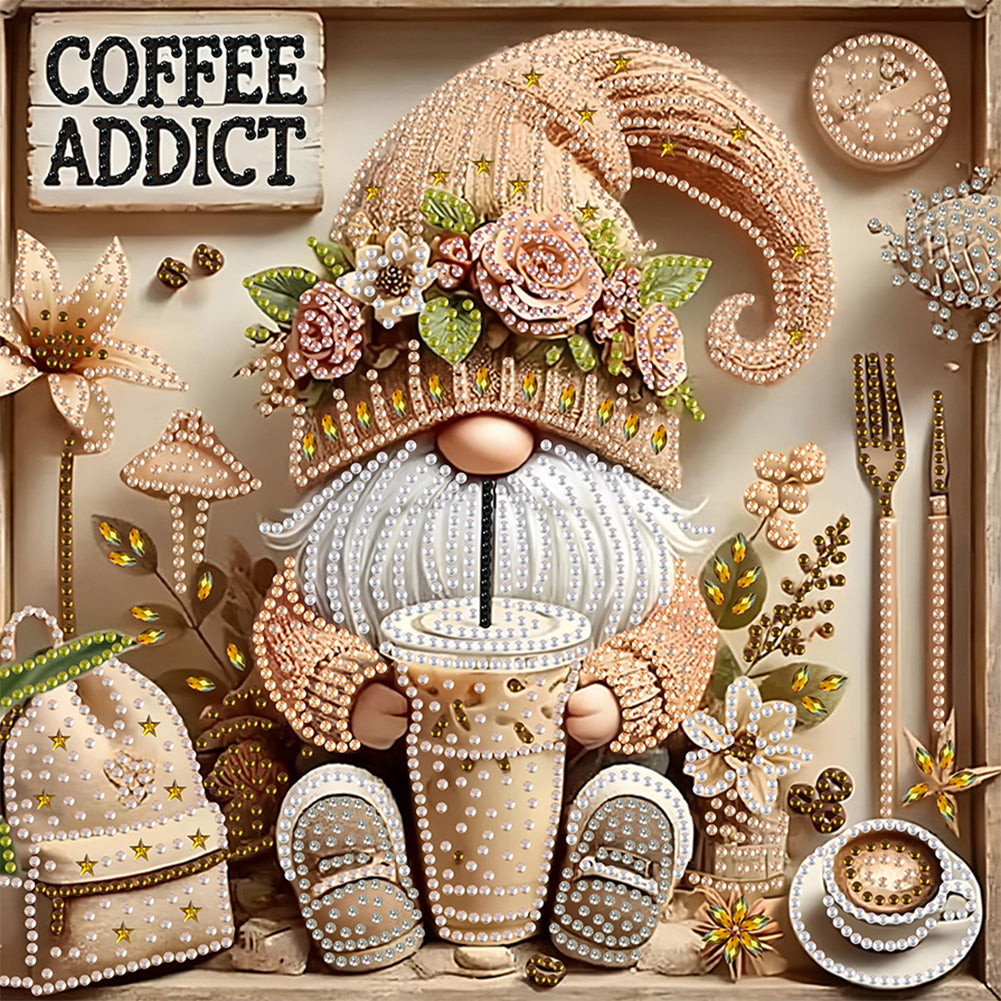 Diamond Painting - Partial Special Shaped - Coffee Gnome (30*30CM)
