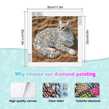 Load image into Gallery viewer, Diamond Painting - Partial Special Shaped - Abstract Pebble Cat (30*30CM)
