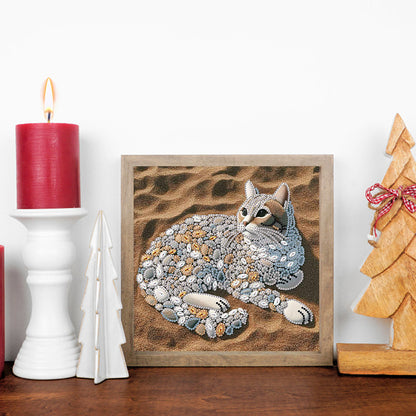 Diamond Painting - Partial Special Shaped - Abstract Pebble Cat (30*30CM)