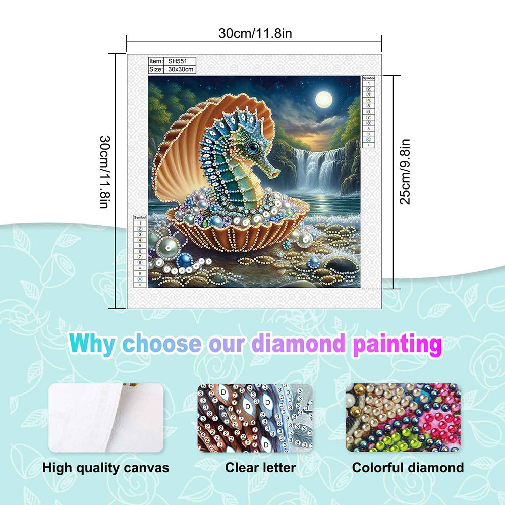 Diamond Painting - Partial Special Shaped - Jewelry Seahorse (30*30CM)
