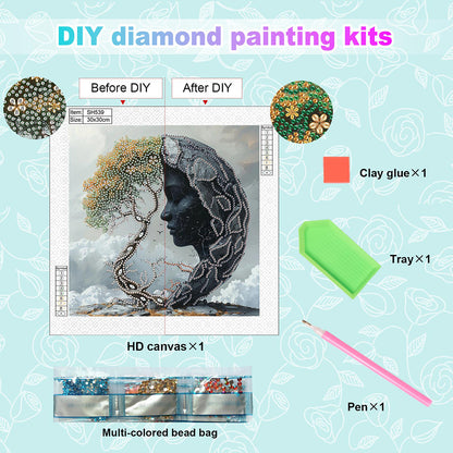 Diamond Painting - Partial Special Shaped - Abstract Art Woman (30*30CM)