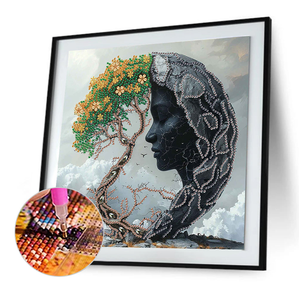 Diamond Painting - Partial Special Shaped - Abstract Art Woman (30*30CM)