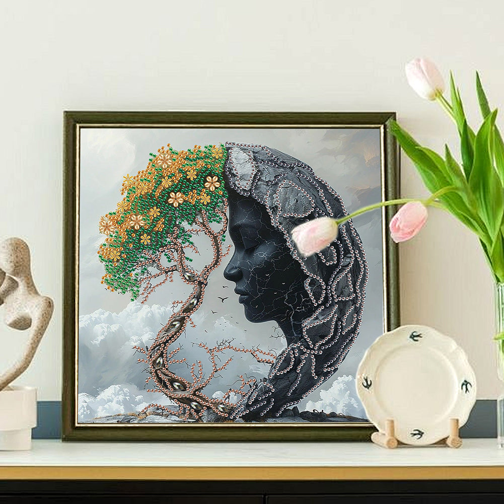 Diamond Painting - Partial Special Shaped - Abstract Art Woman (30*30CM)