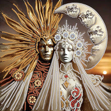 Load image into Gallery viewer, Diamond Painting - Partial Special Shaped - Abstract Art Sun And Moon God (30*30CM)
