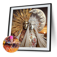 Load image into Gallery viewer, Diamond Painting - Partial Special Shaped - Abstract Art Sun And Moon God (30*30CM)
