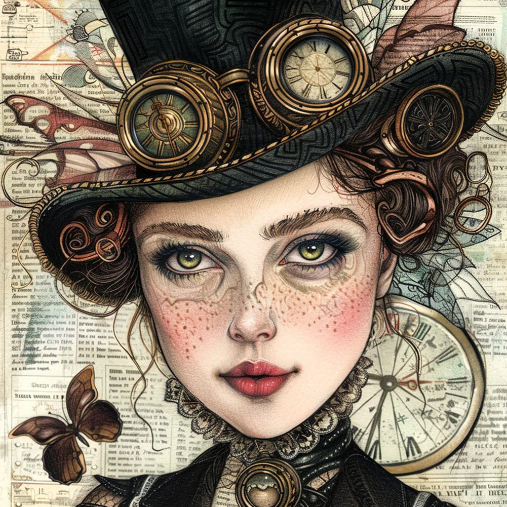 Diamond Painting - Full Round - Steampunk Lady (40*40CM)
