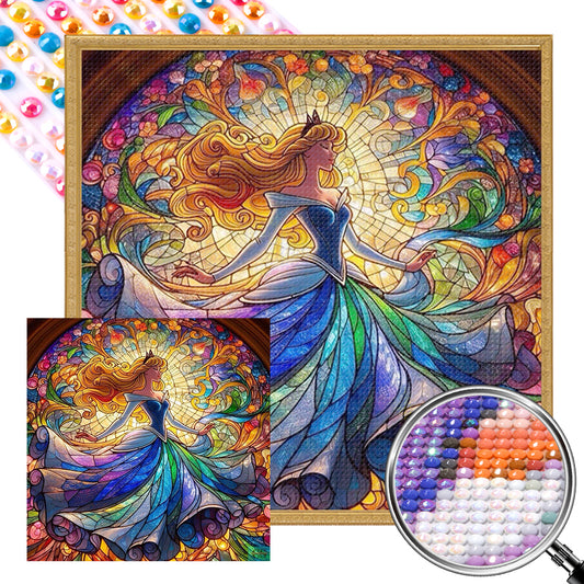AB Diamond Painting - Full Round - Sleeping Beauty Glass Painting (40*40CM)