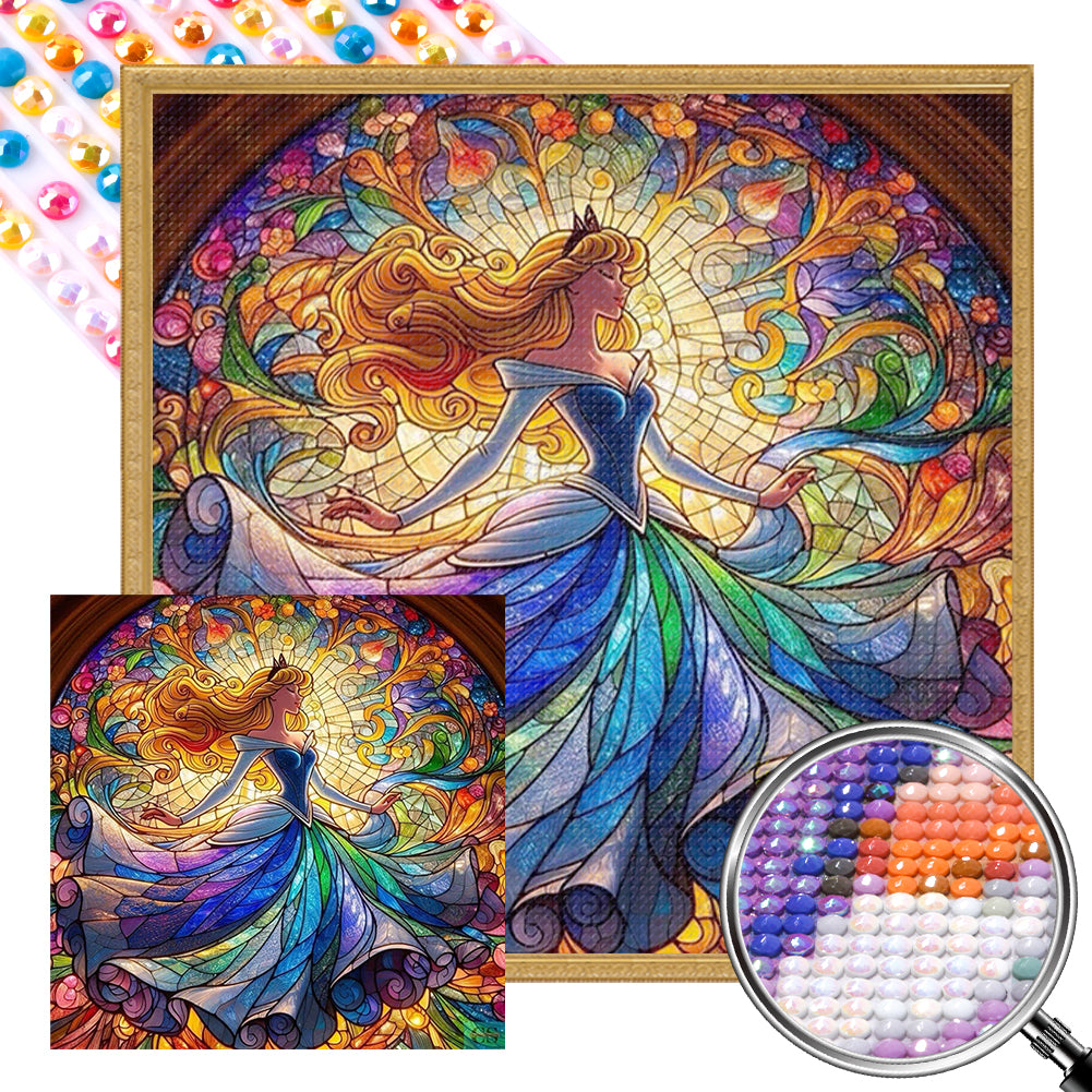 AB Diamond Painting - Full Round - Sleeping Beauty Glass Painting (40*40CM)