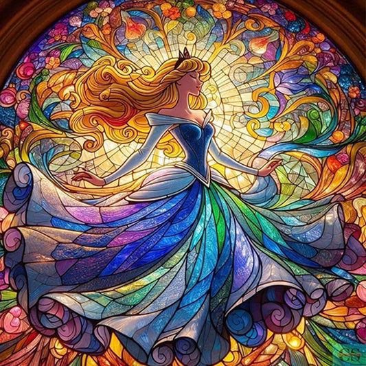 AB Diamond Painting - Full Round - Sleeping Beauty Glass Painting (40*40CM)
