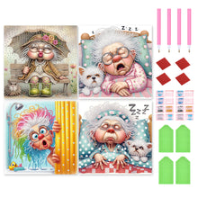Load image into Gallery viewer, 4 Pcs Diamond Painting - Partial Special Shaped - Grandma (30*30CM)
