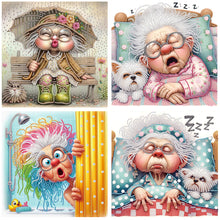 Load image into Gallery viewer, 4 Pcs Diamond Painting - Partial Special Shaped - Grandma (30*30CM)
