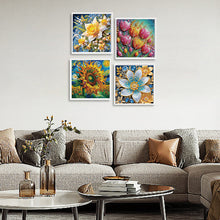 Load image into Gallery viewer, 4 Pcs Diamond Painting - Partial Special Shaped - Flowers (30*30CM)
