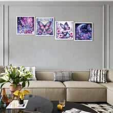 Load image into Gallery viewer, 4 Pcs Diamond Painting - Partial Special Shaped - Purple Butterfly (30*30CM)
