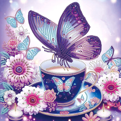 4 Pcs Diamond Painting - Partial Special Shaped - Purple Butterfly (30*30CM)