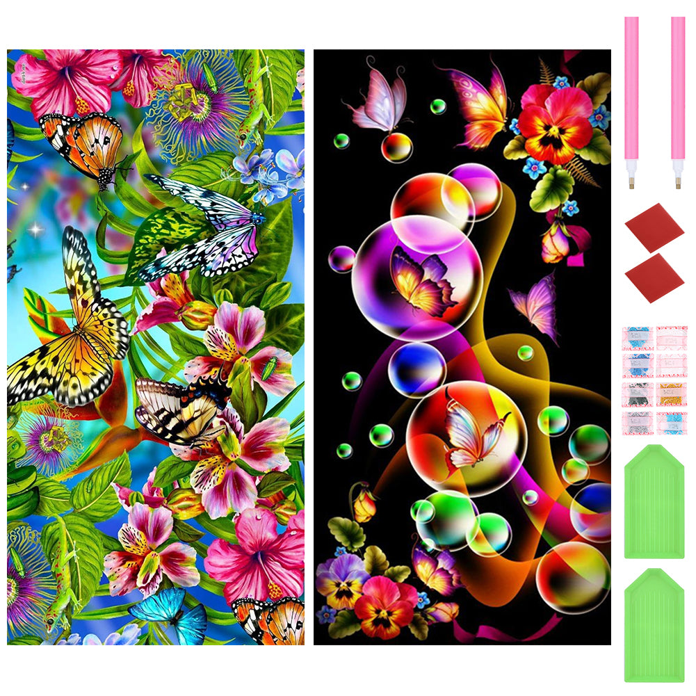 2 Pcs Diamond Painting - Full Round - Flowers (40*80CM)
