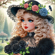 Load image into Gallery viewer, Diamond Painting - Partial Special Shaped - Elegant Little Girl (30*30CM)
