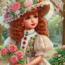 Load image into Gallery viewer, Diamond Painting - Partial Special Shaped - Elegant Little Girl (30*30CM)
