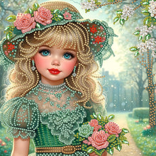 Load image into Gallery viewer, Diamond Painting - Partial Special Shaped - Elegant Little Girl (30*30CM)

