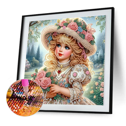 Diamond Painting - Partial Special Shaped - Elegant Little Girl (30*30CM)