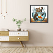 Load image into Gallery viewer, AB Diamond Painting - Full Round - Cat In Goldfish (40*40CM)
