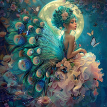Load image into Gallery viewer, AB Diamond Painting - Full Round - Peacock Girl (40*40CM)
