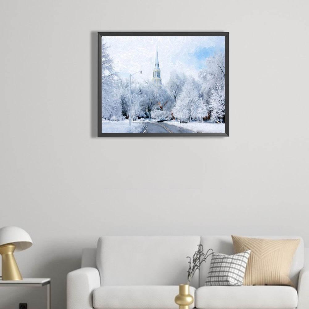AB Diamond Painting - Full Round - Snowy Scenery (50*40CM)