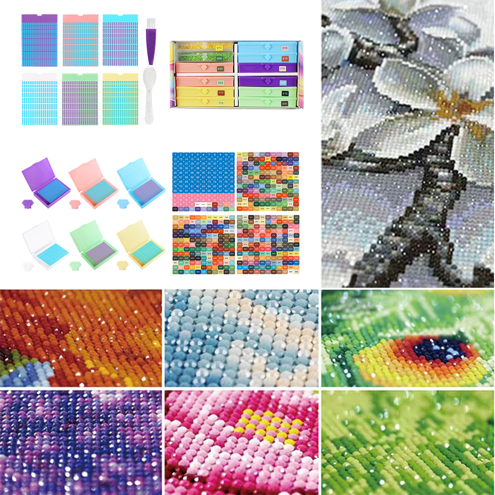 Diamond Art Trays Kits 5D DIY Diamond Painting Tray for Adults (12pcs Mixed)