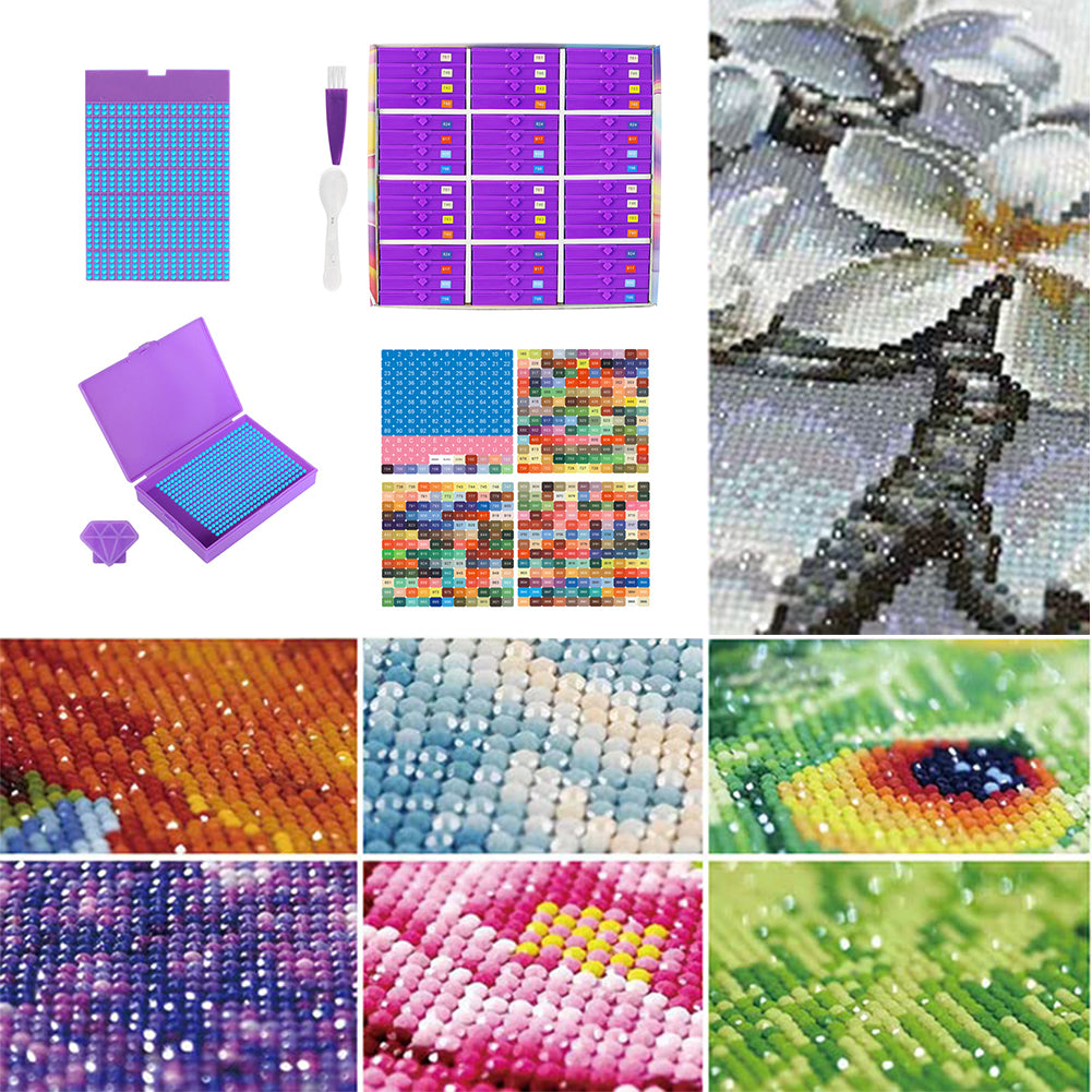 Diamond Art Trays Kits 5D DIY Diamond Painting Tray for Adults (48pcs Purple)
