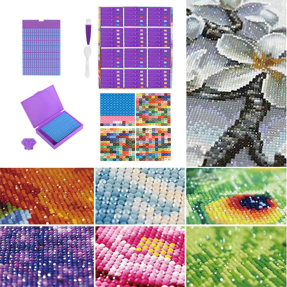Diamond Art Trays Kits 5D DIY Diamond Painting Tray for Adults (60pcs Purple)