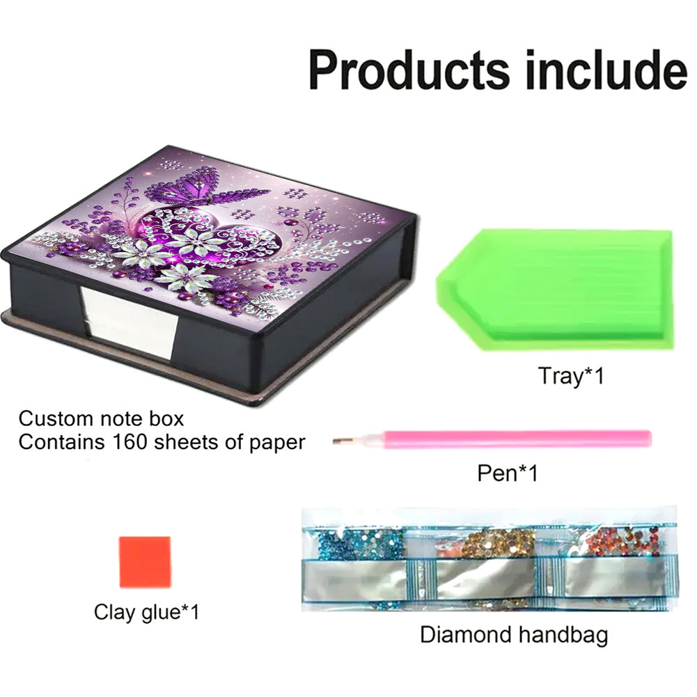 Leather 5D Diamond Painting Kit Note Box DIY Diamond Art Notepad Box (B)
