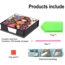Load image into Gallery viewer, Wooden Diamond Painting Kit Note Box with 160 Sheets Diamond Art Notepad Box (I)

