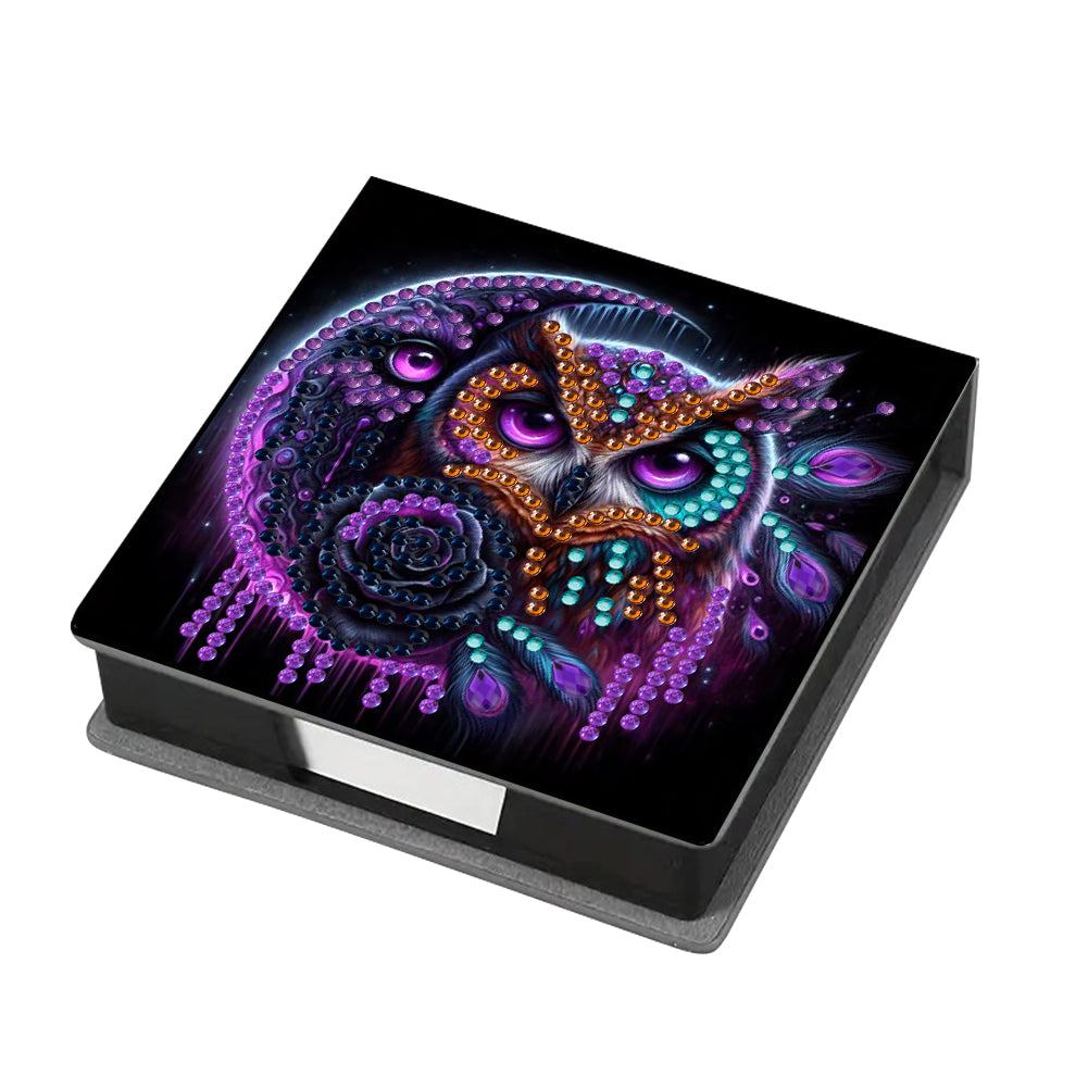 Wooden Diamond Painting Kit Note Box with 160 Sheets Diamond Art Notepad Box (J)