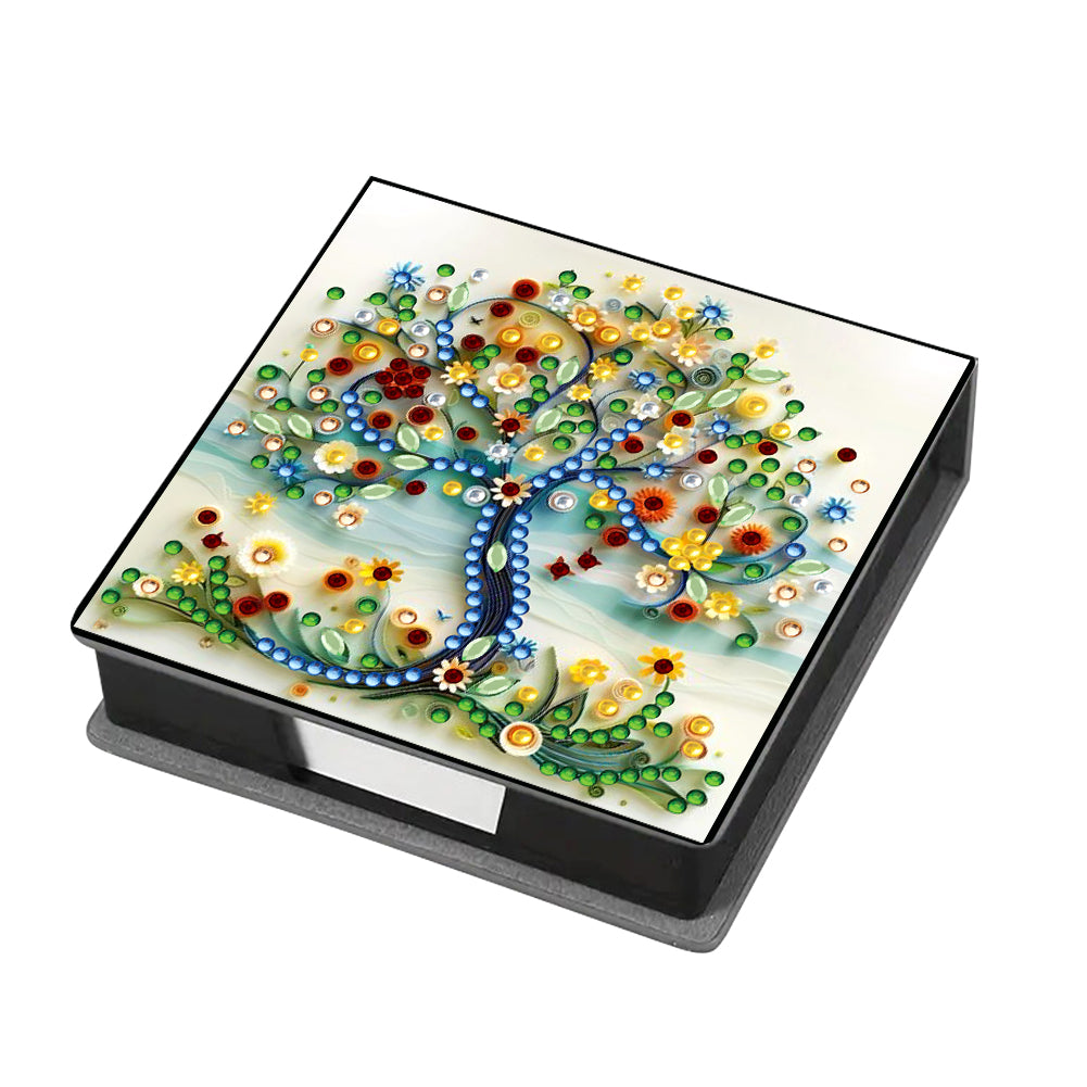 Wooden Diamond Painting Kit Note Box with 160 Sheets Diamond Art Notepad Box (L)