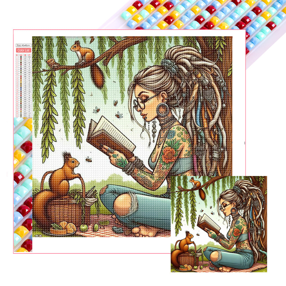 Diamond Painting - Full Square - Reading Girl (40*40CM)