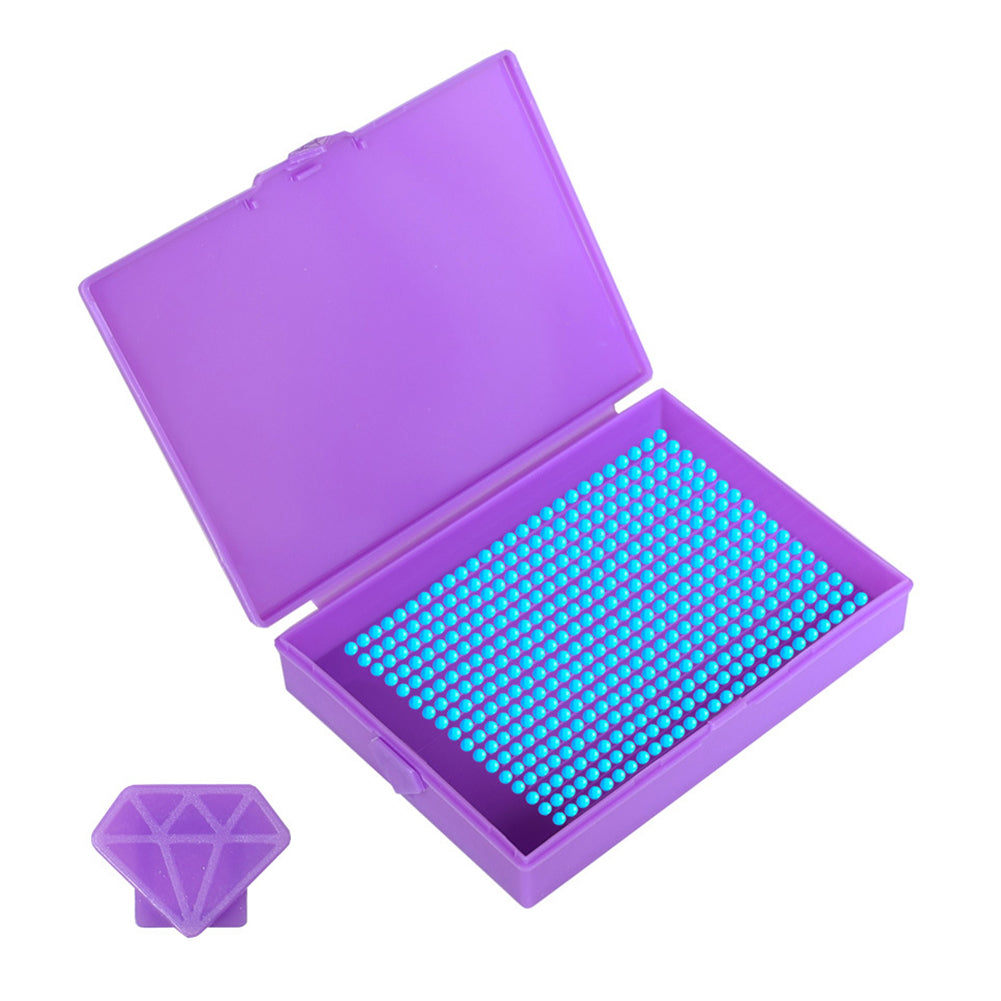 5D DIY Drills Plate with Lid Diamond Organizer Box for Art Crafts (Purple)