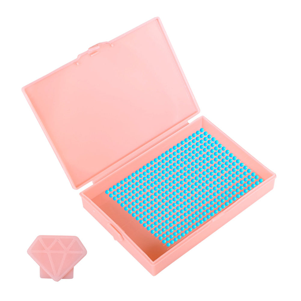 5D DIY Drills Plate with Lid Diamond Organizer Box for Art Crafts (Pink)